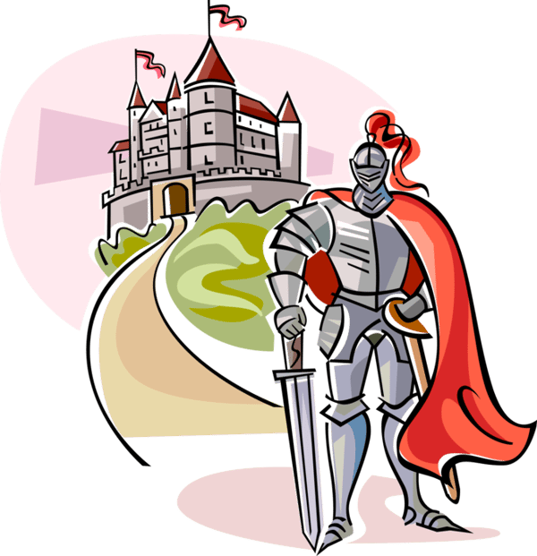 Clipart of a knight and castle