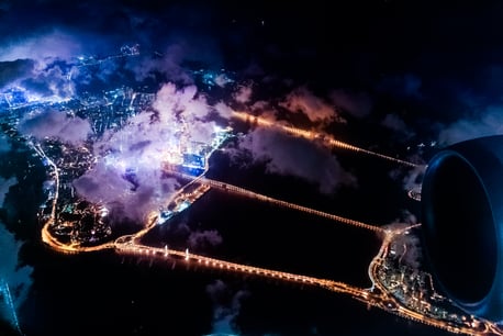 Aerial view of Macau at night