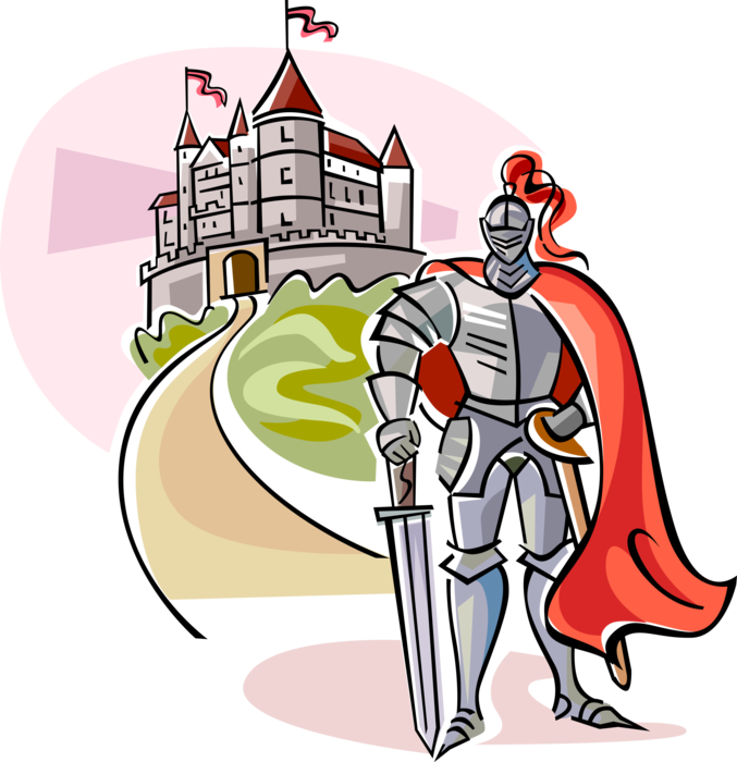 Clipart of a knight and castle