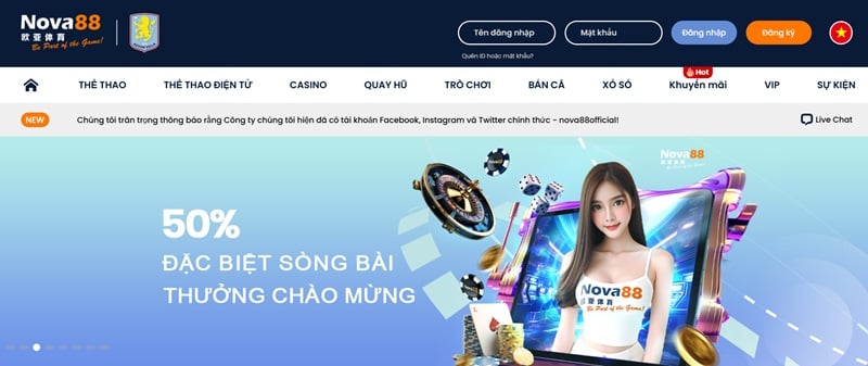 trang chủ sòng bạc trực tuyến Nova88